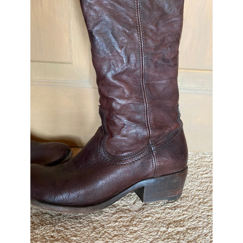 Frye Carson Zip Tall Dark Brown Leather Riding Boots